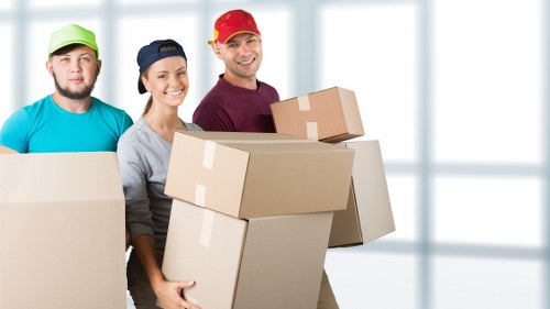 Commercial removals van loaded for an office move near Queens Park