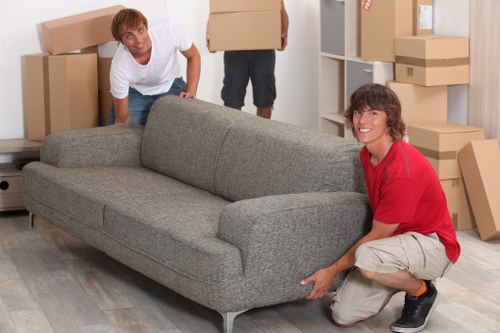 Fragile items being carefully packed into strong moving boxes