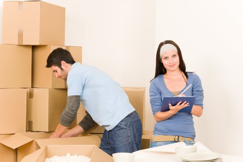 Preparation for removal truck hire with packed boxes and furniture